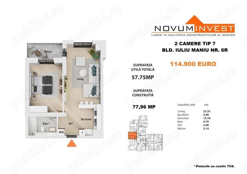 Proprietar, apartament 2 camere Novum Iuliu Maniu Politehnica - 10