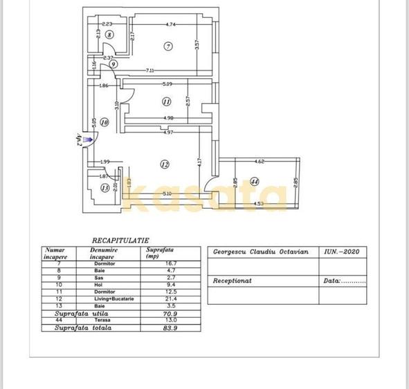 Apartament cu 3 camere decomandat în Matei Voievod