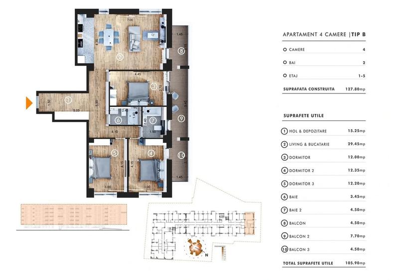 Apartament 4 camere - ansamblul Ghica Apartments - 2