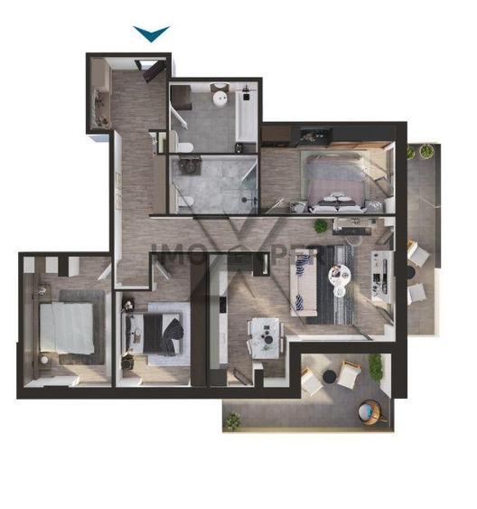 Apartament nou, 4 camere, 2 bai, 2 terase 99mp + terase zona Elite Cit - 1