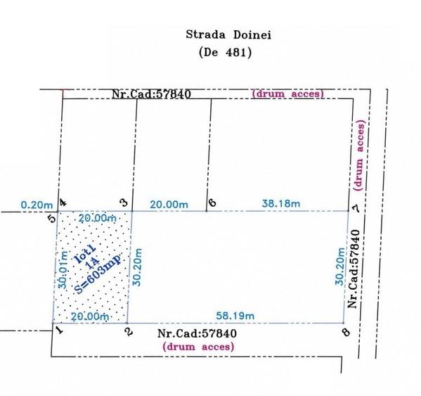 Mogosoaia, adiacent strazii Doinei, teren 603mp cu deschidere 20m, utilitati - 3
