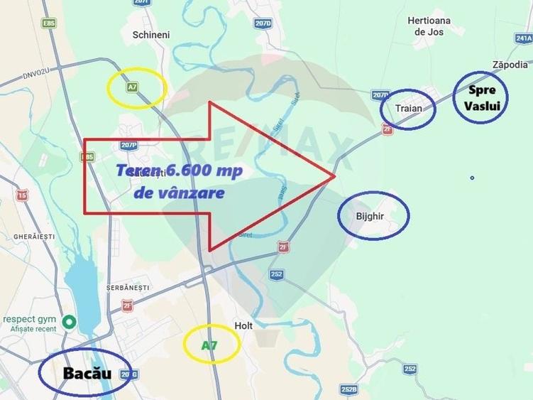 Teren de vanzare la DN2F Bacau-Vaslui la intrare in Traian si Bijghir - 1