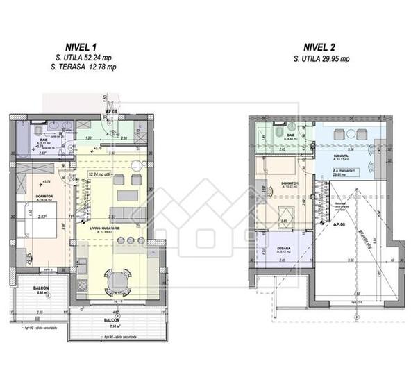 Penthouse cu 3 camere semidecomandat, mobilat în Exterior Vest