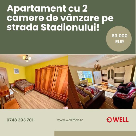 Apartament cu 2 camere, bloc din cărămidă, de vânzare pe strada Stadionului! - 1