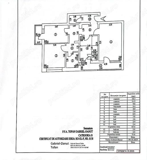 Cartier Mazepa 1, Apartament 3 camere decomandate, 2 balcoane, 2 bai, et 8 din 10 - 1