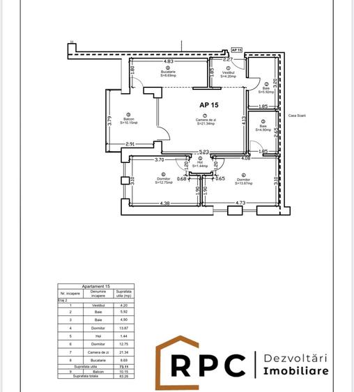 Apart. 3 cam. LUX, et. 2/3,bloc 2020 ,lift, centrala, parcare,  Emil R. Pipera - 25