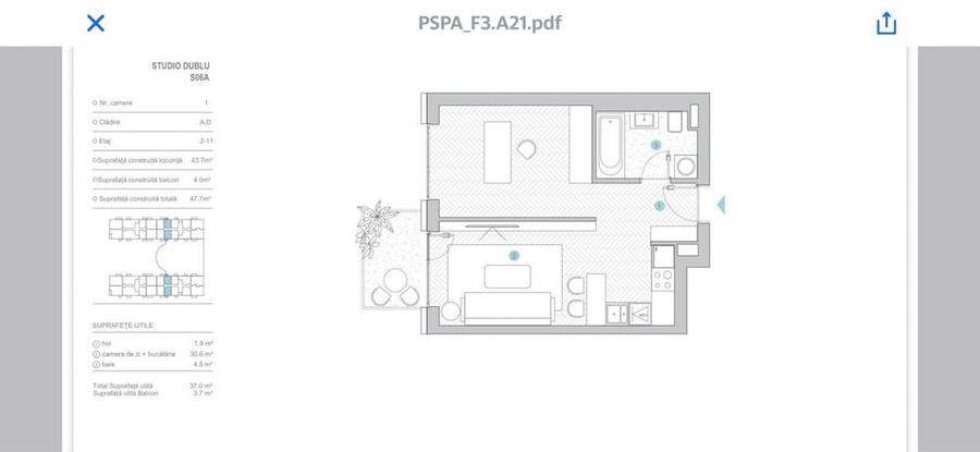 Apartament cu 2 camere semidecomandat în Central