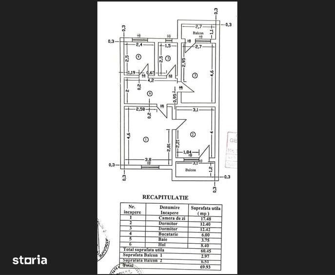 Apartament cu 3 camere în Central
