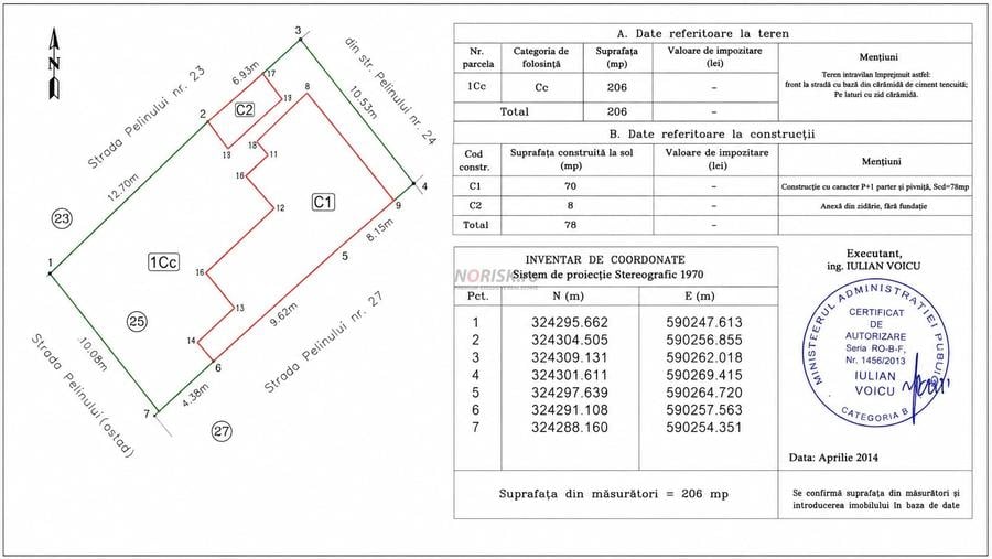 Teren Construcții intravilan de 206 mp, în Vitan