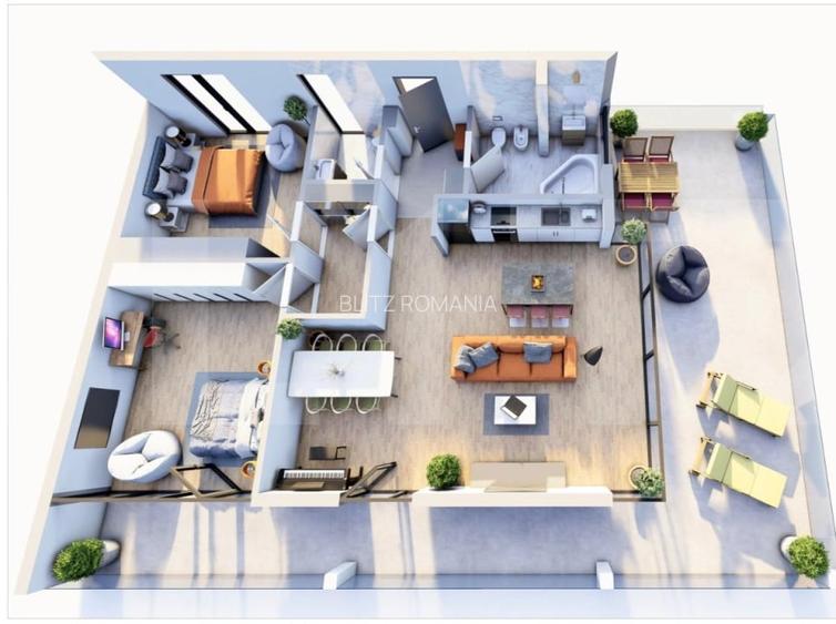 Apartament cu 2 camere, etaj intermediar, terasa, Braytim