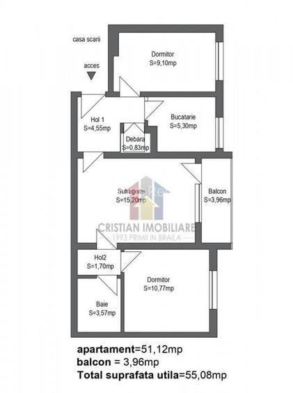 Apartament 3 cam Etaj 3 Scolilor Confort 1 Apartament 3 cam Etaj 3 Scolilor Confort 1