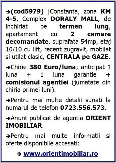 Km 4-5, Doraly, 2 camere, gaze, mobilat, inchirieri Constanta - 8
