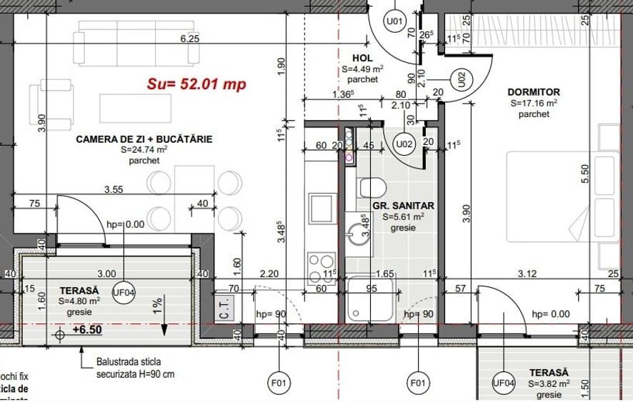2 camere, 52 mp, 2 balcoane - partial finisat, perfect de amenajat - 7