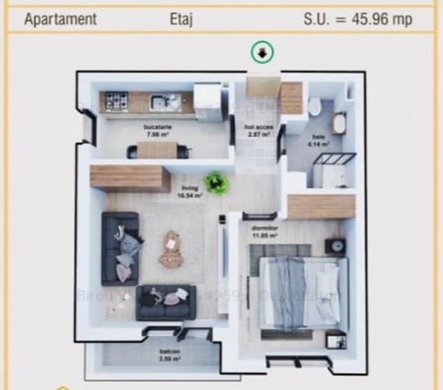 Apartament 2 camere Militari Residence - 9