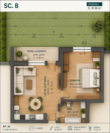 Apartament cu 2 camere decomandat în Șelimbăr