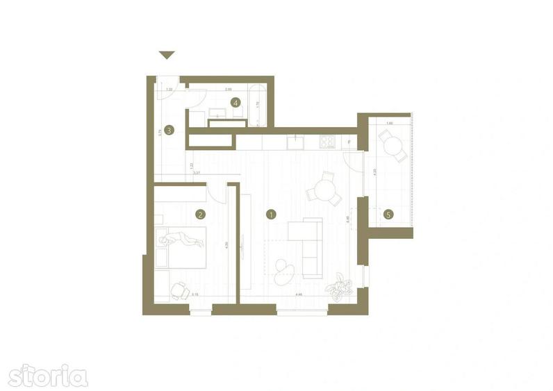 Apartament cu 2 camere în Pârneava