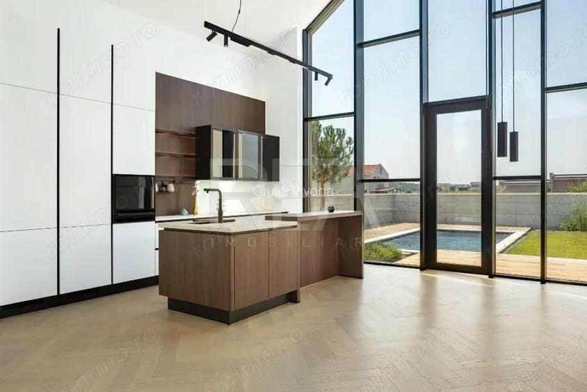 Vila Moderna pe Parter cu Design Minimalist ?i Piscina Privata