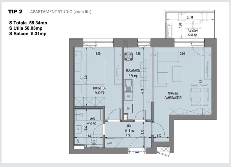 Apartament 2 camere I Nusco City Faza 2 I 159500 + Tva - 7