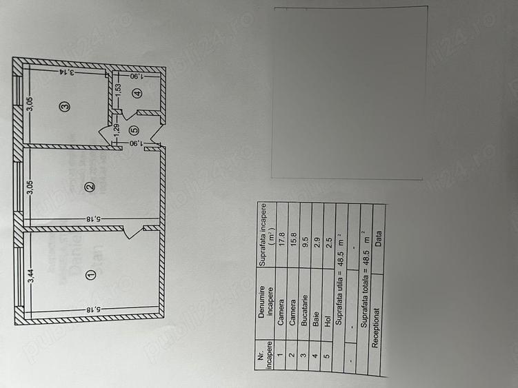 Apartament cu 2 camere semidecomandat, mobilat în Ozana
