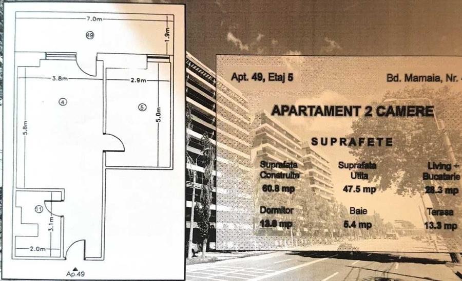 OCAZIE Multiple Apartamente 2 si 3 camere. Bdul Mamaia. Bloc nou. Pret negociabil 1900eur+TVA/mp. Construite la alb. Toate utilitatile disponibile - 3
