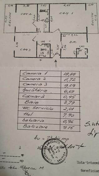 Apartament 3 camere, 2 bai, 2 balcoane, cartier Grigorescu 74 mp - 1