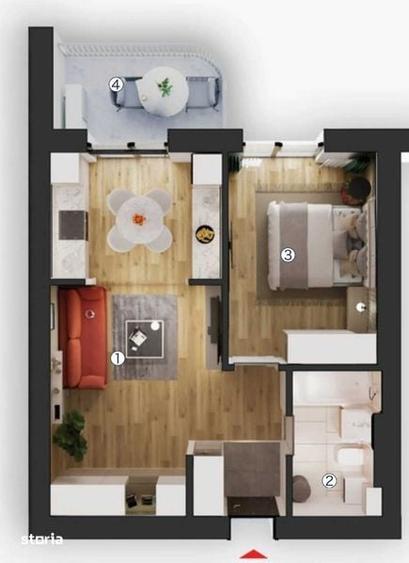 Apartament cu 2 camere în Titan