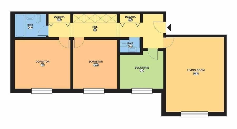 Apartament cu 3 camere decomandat în Apusului