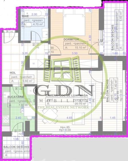 Apartament 2 camere decomandat, 70,65mp, 1 Mai, zona Parc Nicolae Romanescu. - 1