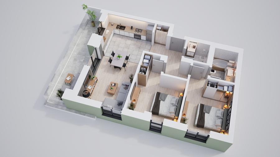 Apartament 3 camere | Complex nou cu boxe și parcări subterane disponibile - 9