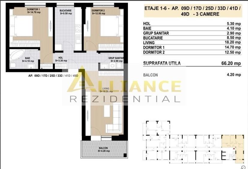 Apartament cu 3 camere decomandat în Metalurgiei