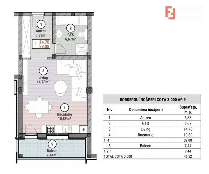 COMISION 0% Apartament cu 1 camere de 39,08 mp - Mosnita - Oportunitate - 3