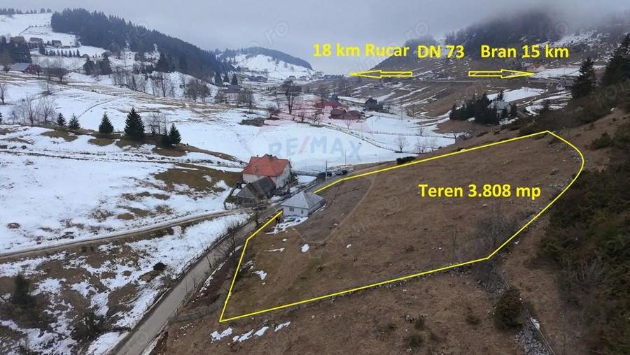 Teren 3808mp+Casa Fundata, Bra?ov - Cheile Gradi?tei - Drum asfaltat - 1