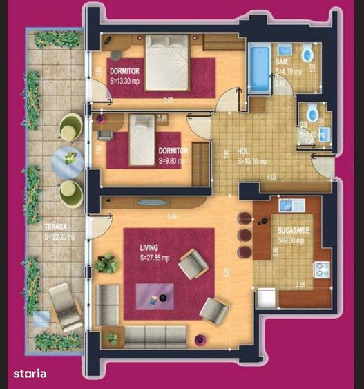 3 camere New Town Dristor | terasa 22mp | complet utilat | proprietar - 7