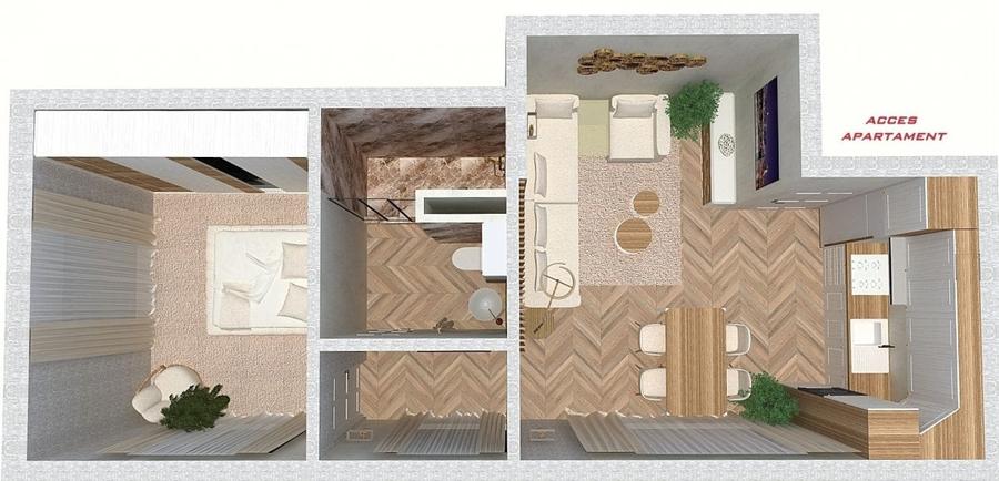 Apartament 2 camere cu terasa 54 mp de vanzare in Complexul Brubus - 1