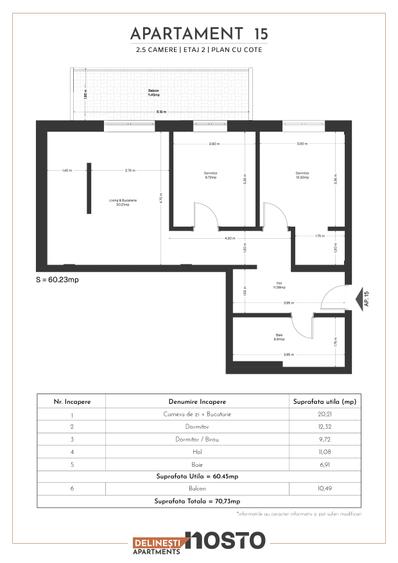 Apartament de vânzare | 2,5 camere + balcon, compartimentare practică - 5