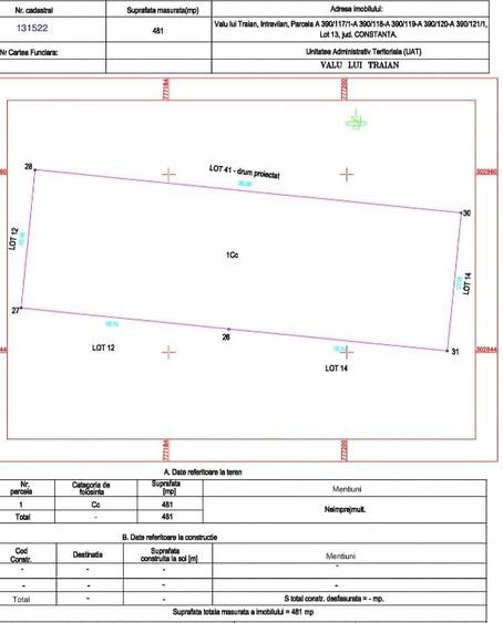 Teren Construcții intravilan de 434 mp, în Valu lui Traian