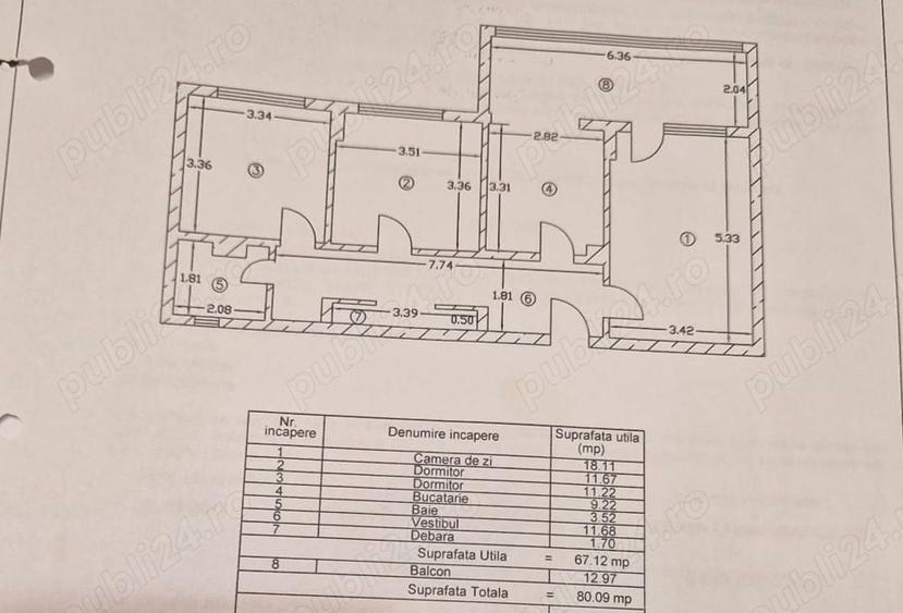 Apartament cu 3 camere decomandat în Gorjului