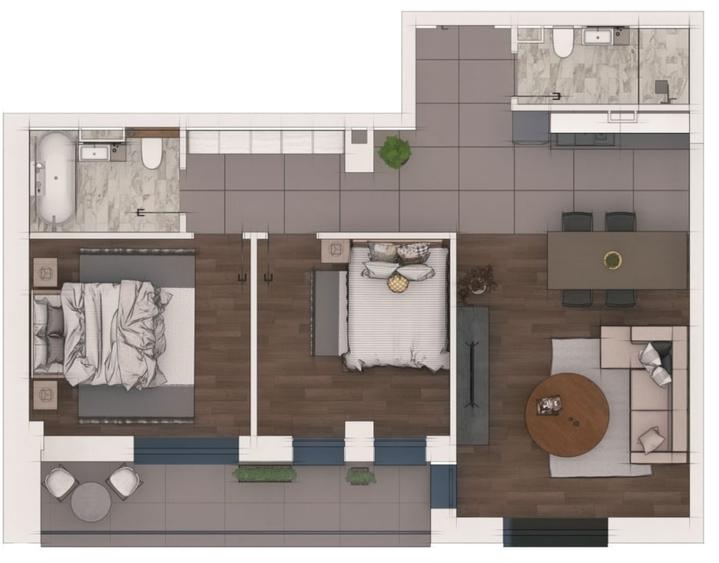 Apartament cu 3 camere semidecomandat în Florești — fotografia 1
