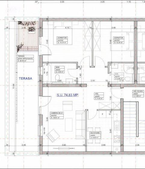 Penthouse superb, 3 camere, 2 bai, 75mp utili + 27 mp terasa, Giroc - 1