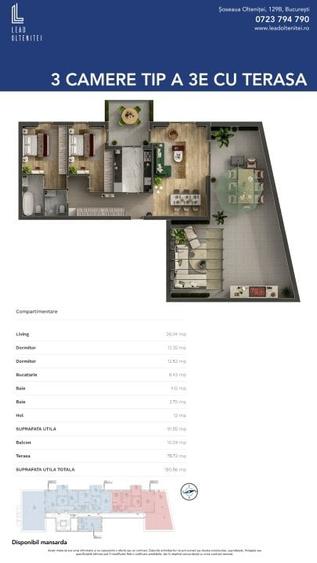 Lead Oltenitei - Apartament 3 camere de Tip A3E cu terasa - Finalizat - 9
