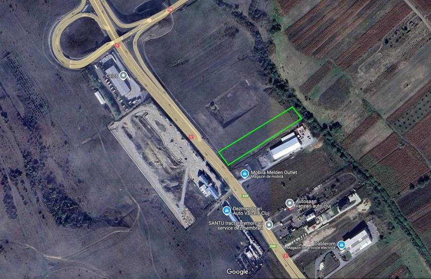 Teren intravilan 2900 mp zona industrială, Vâlcele (Cluj), front DN60 - 2