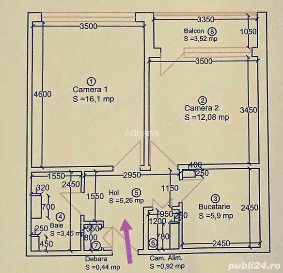 Apartament 2 camere Dambovita decomandat amenajat