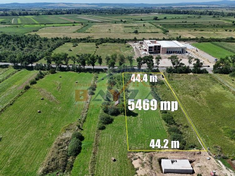 Teren intravilan - 5.469 mp, cu deschidere 44.4 m la DN1C - Cicârlău, Maramu - 6