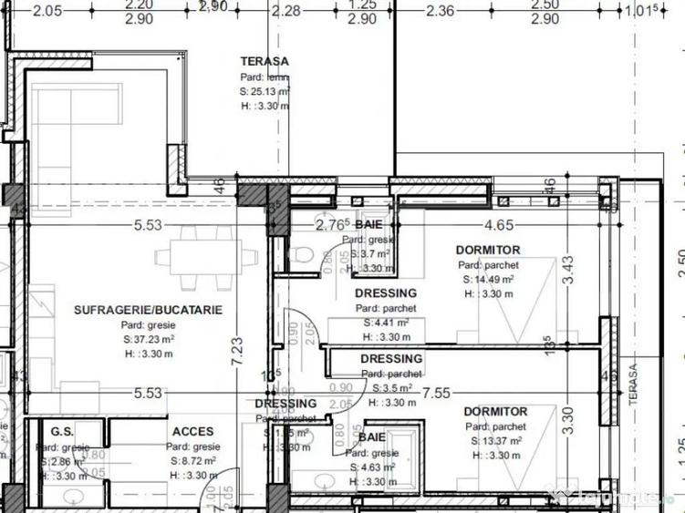 Apartament 3 camere, 93,5 mp, terasa 32,5 mp, zona centrala - 1