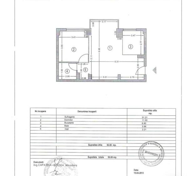 Apartament cu 2 camere semidecomandat, mobilat în Rahova