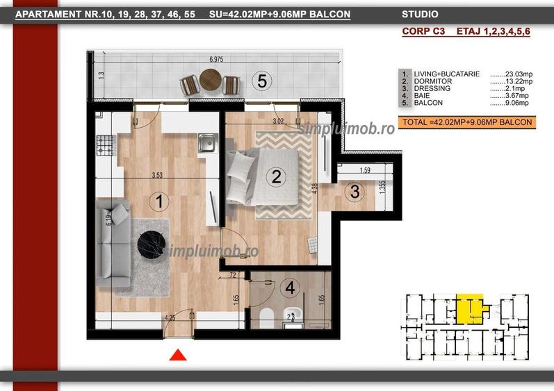 Apartament cu 2 camere decomandat în Central