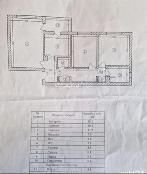 Apartament 3 camere, decomandat, 68mp/Gorjului