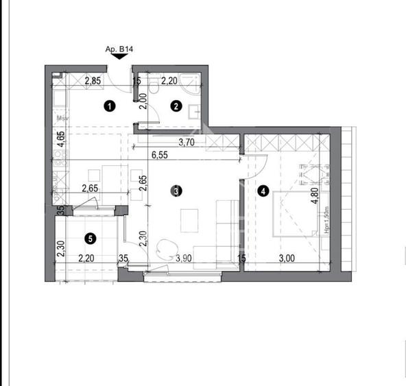 Apartament cu 2 camere semidecomandat în Elisabetin