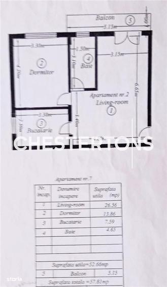 Apartament cu 2 camere decomandat în Dobroești