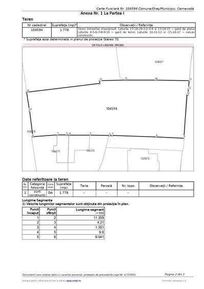 Teren intravilan 1778 mp Cernavoda. POT 70% , CUT 3,0. P+4 - 3